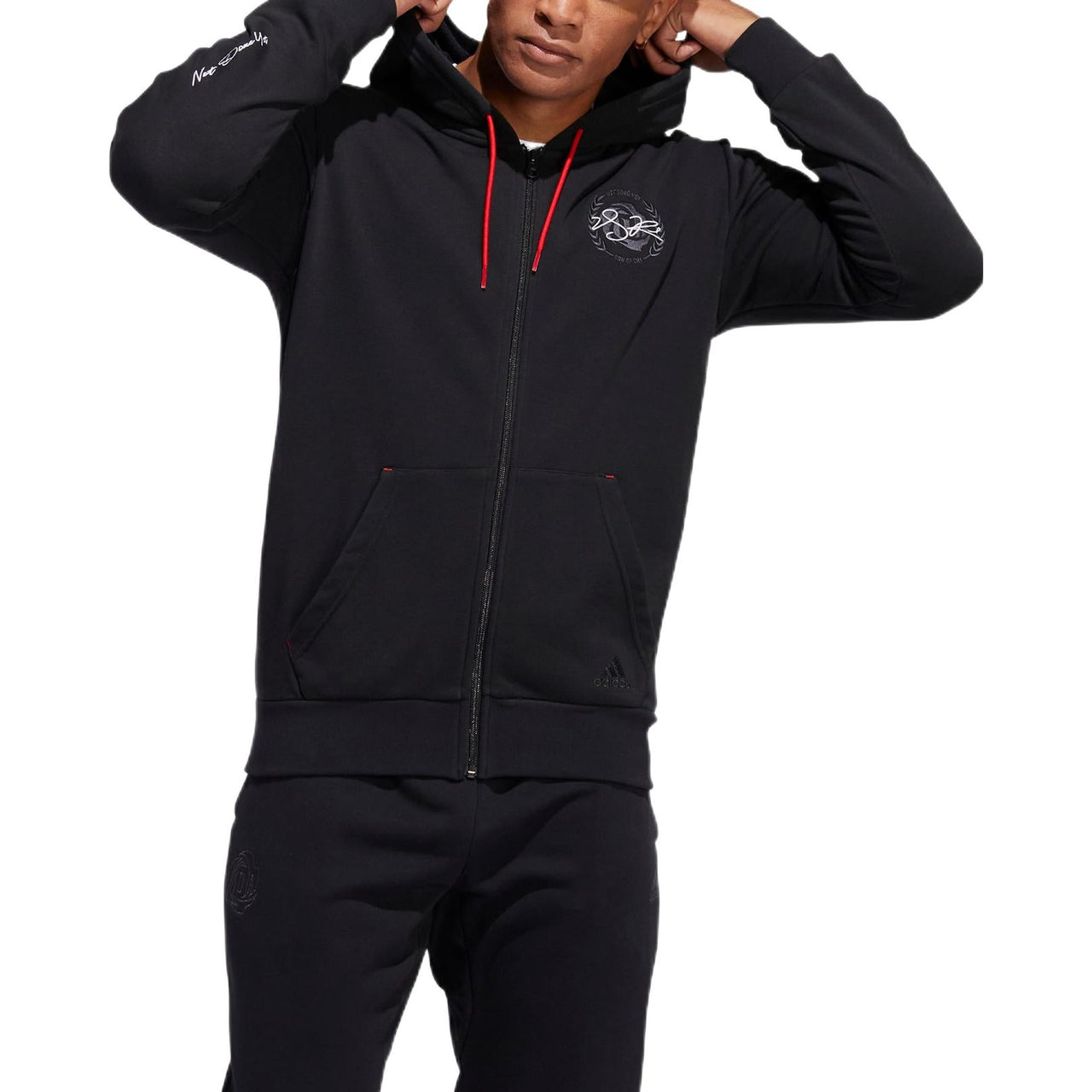 adidas Sleeve Side Alphabet Basketball Sports Hooded Jacket Men's Black HH8945