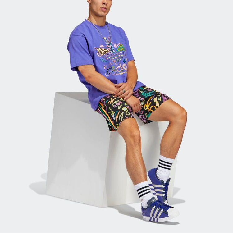 Men's adidas Graffiti Full Print Sports Shorts Black HC3087