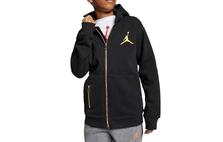 (GS) Air Jordan Jumpman Full-Zip Fleece Jacket 'Black Gold' HA5386-023