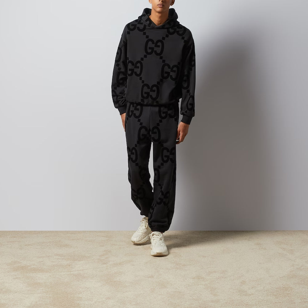 Gucci GG Flocked Print Cotton Fleece Sweattrouser 'Black' 768502-XJF37-1868