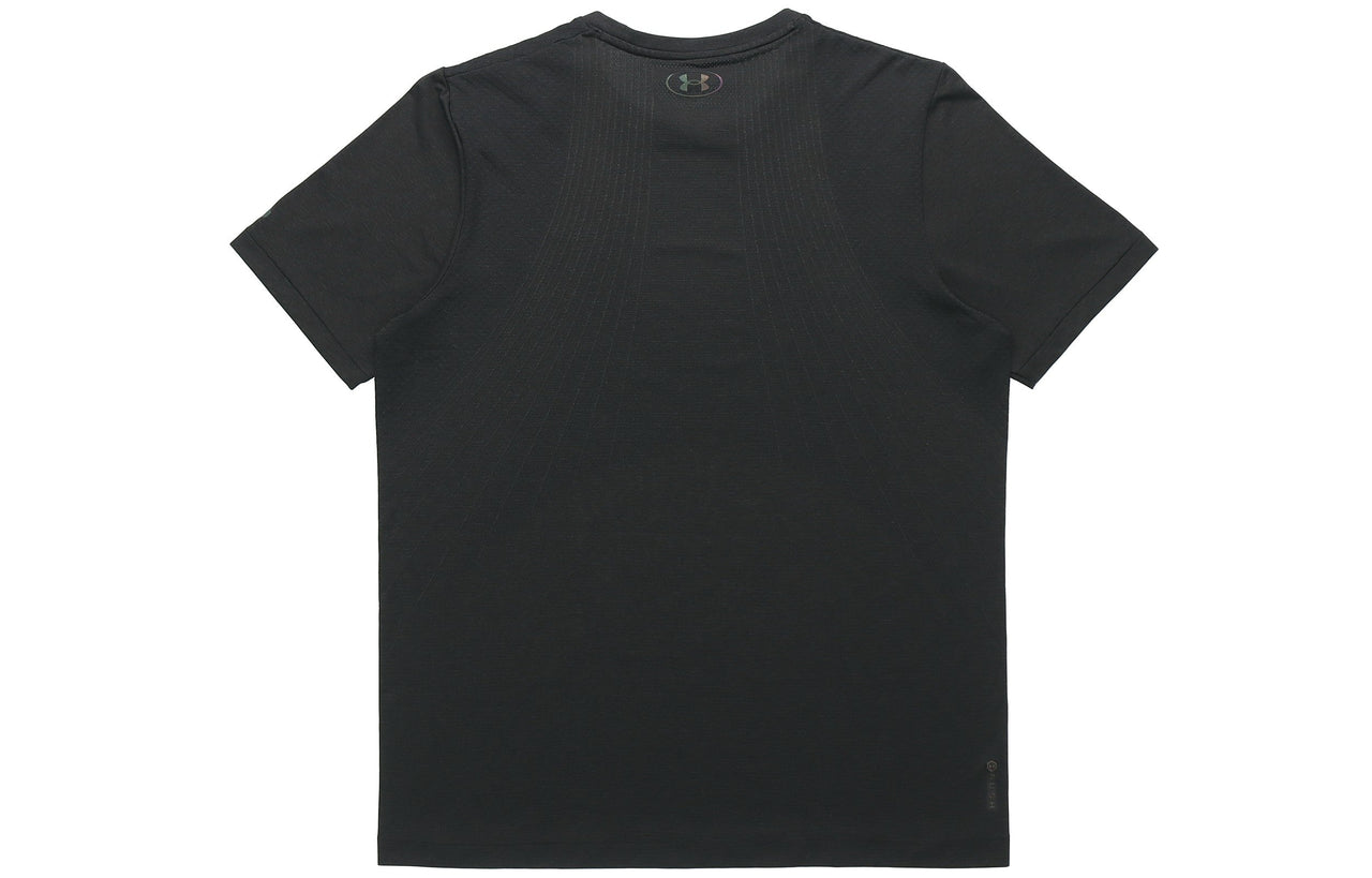 Men's Under Armour Rush Seamless Casual Sports Breathable Short Sleeve Black 1361130-001