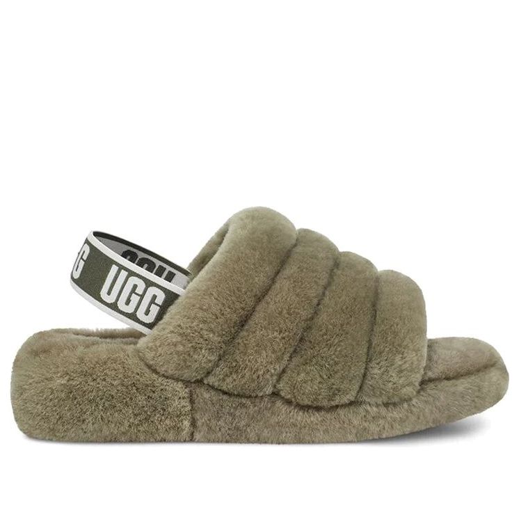 (WMNS) UGG Fluff Yeah Slide 'Burnt Olive' 1095119-BTOL