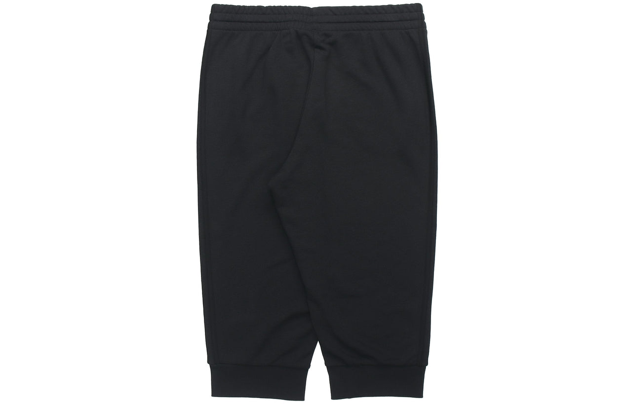 adidas M 3s Ft Tc 34pt Embroidered Logo Stripe Knit Bundle Feet Cropped Pants Black GK8990