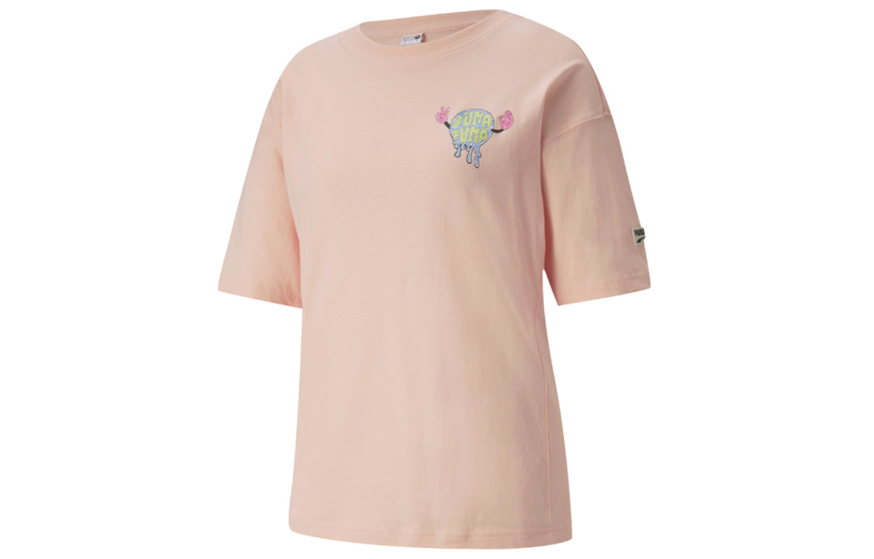 (WMNS) PUMA Downtown Graphic Printing Causual Sports Round Collar Female Pink 533050-27