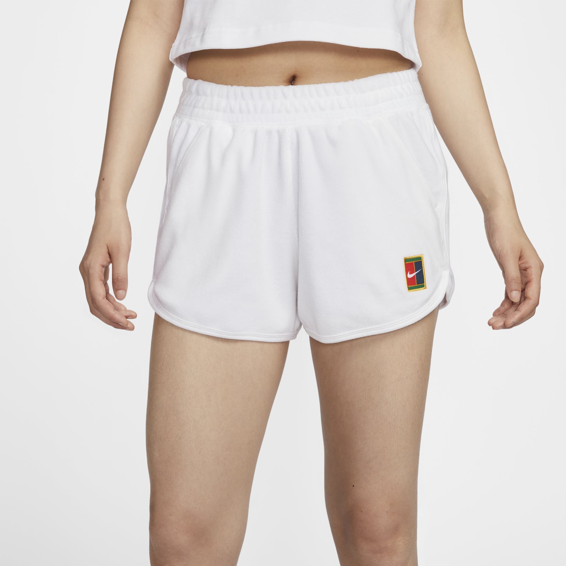(WMNS) NikeCourt Heritage Mid-Rise French Terry Tennis Shorts Asia Sizing 'White' FQ2283-100