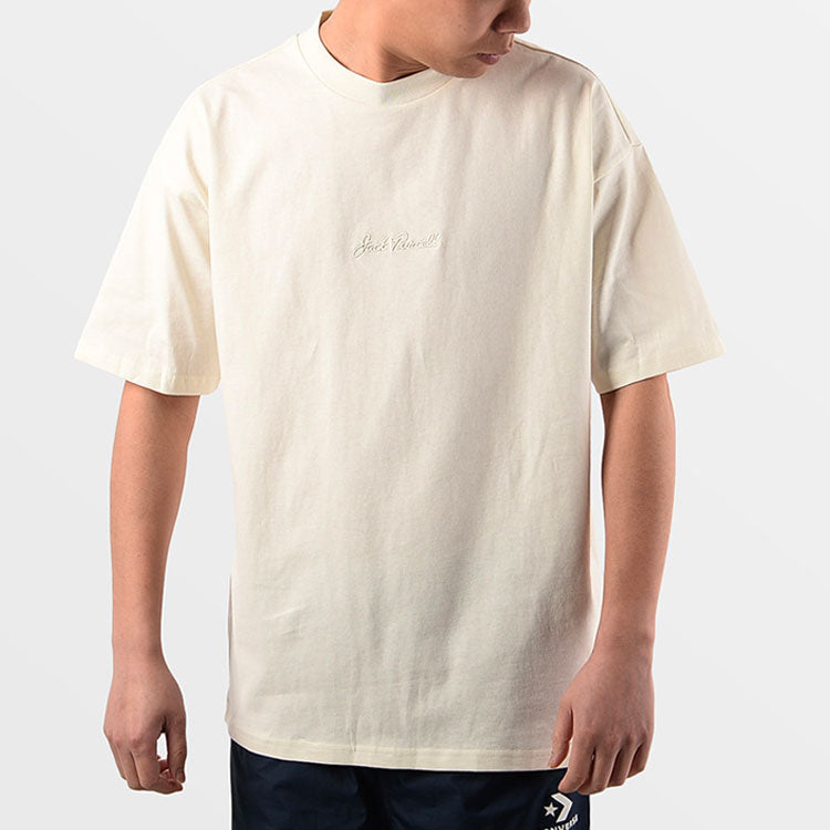 Converse Jack Purcell Washed Retro Loose Knit Short Sleeve Couple Style Creamy White 10022515-A01