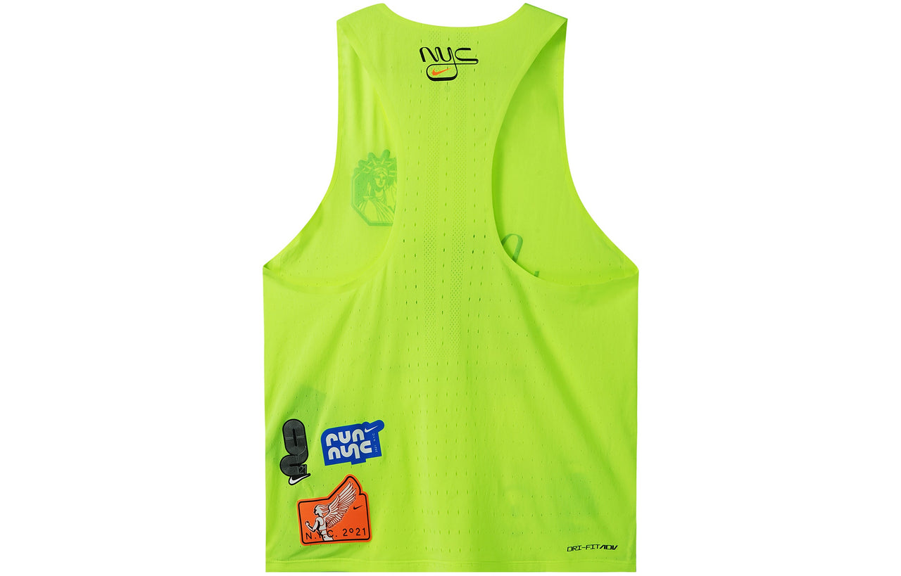 Men's Nike Dri-Fit ADV Aeroswift Logo Badge Pattern Quick Dry Breathable Sports Running Fluorescence Yellow Vest DN7461-702