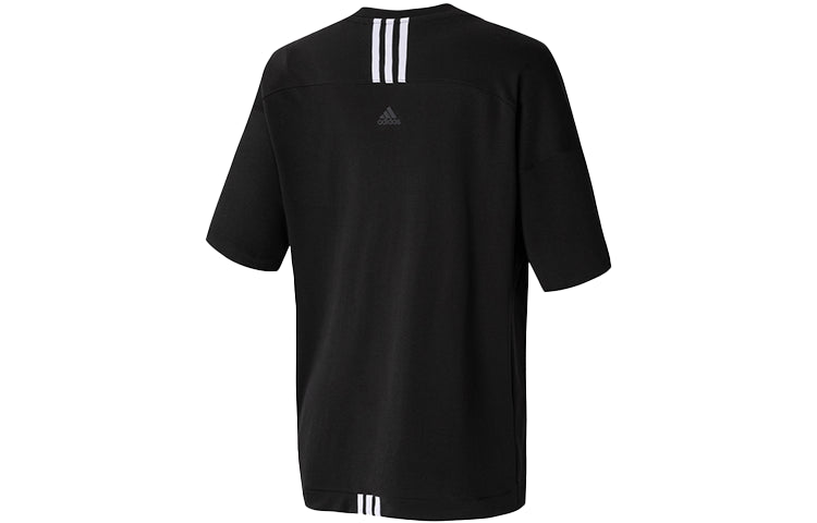 (WMNS) adidas Logo Pattern Round Neck Sports Short Sleeve Black T-Shirt H55256