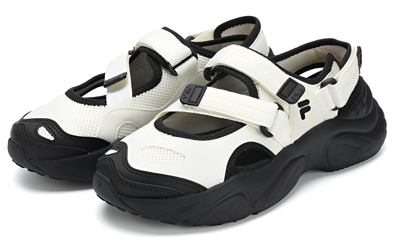 (WMNS) FILA FUSION Conch Sandals 'White Black' T12W321401FWB