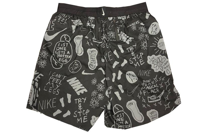 Nike Full Print Pattern Casual Sports Straight Running Shorts Men's Black AT7808-010