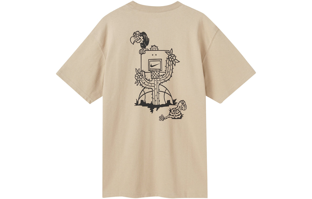 Men's Nike Cartoon Pattern Printing Casual Round Neck Short Sleeve Beige T-Shirt DR8915-250