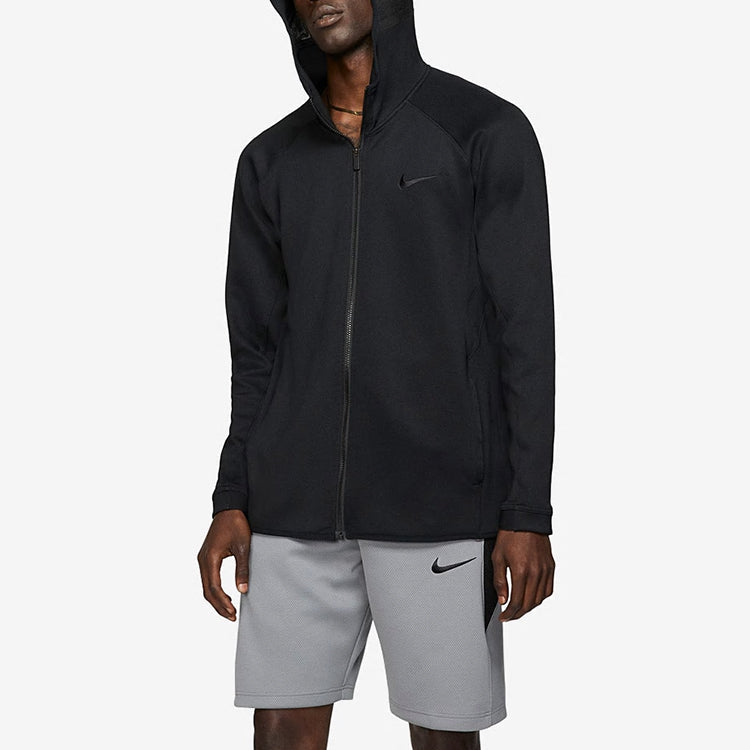 Nike Zipper Basketball Sports Hooded Jacket Black AT3264-010