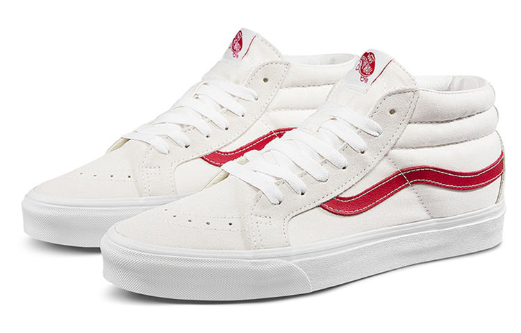 Vans SK8-Mid Stylish Lightweight Mid-Top Casual Skate Shoes Unisex White Red VN0A391FOXS