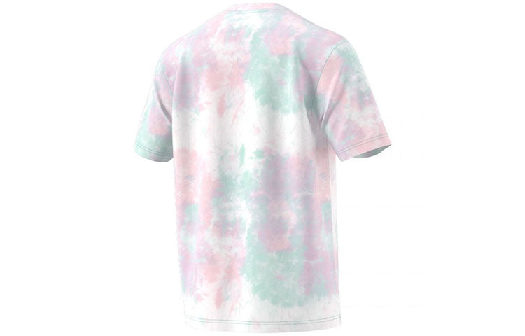 adidas Training Sports Tie Dye Printing Round Neck Short Sleeve Purple GK9613