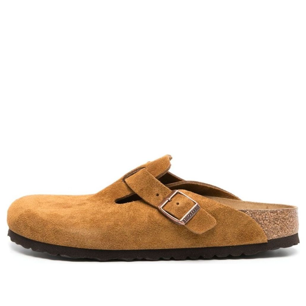Birkenstock Boston Soft Footbed Suede Leather Narrow Fit Sandals 'Mink' 1027119