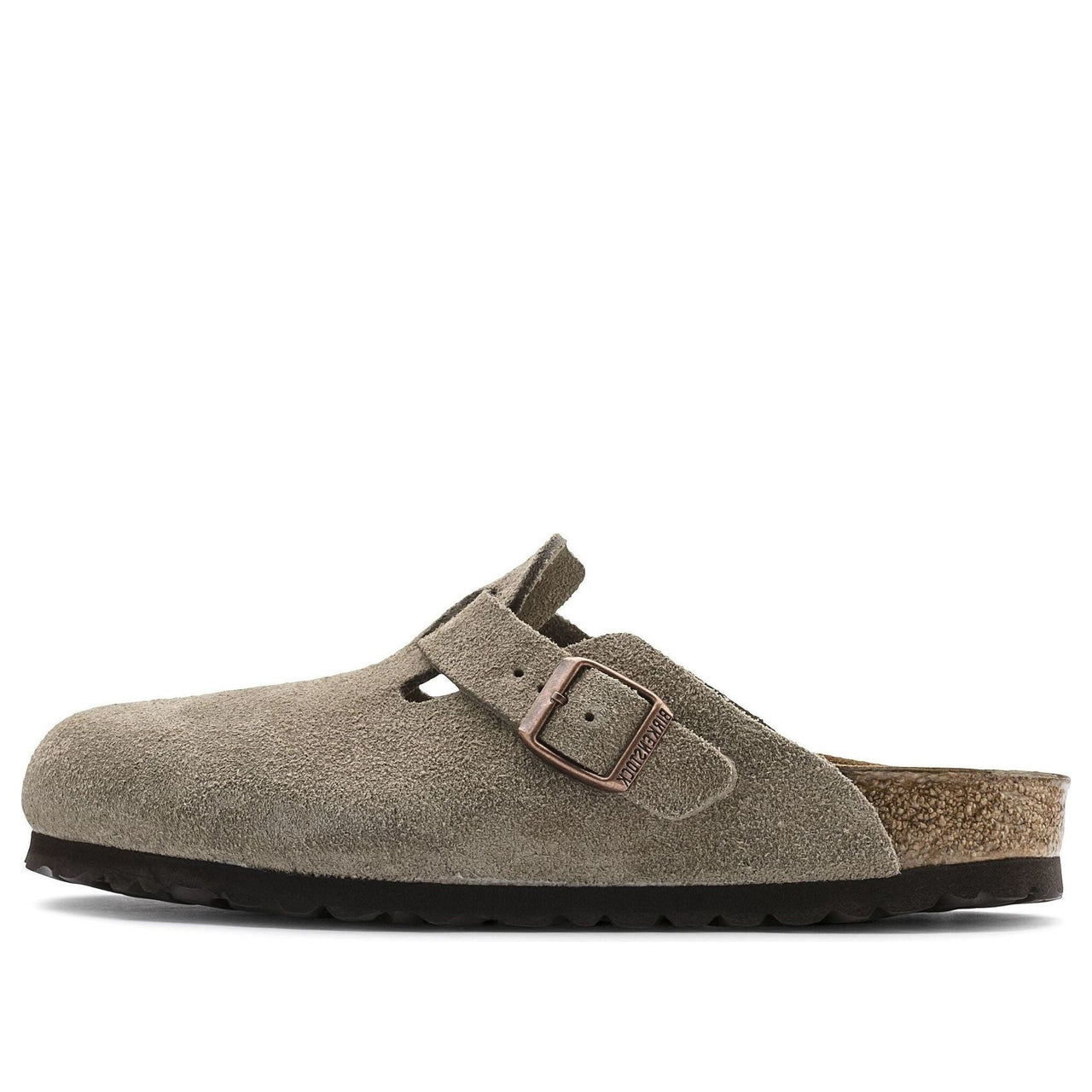 Birkenstock Boston Suede Leather Narrow Fit Sandals 'Taupe' 0060463
