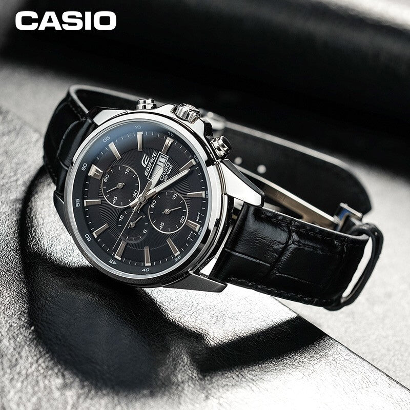 CASIO Quartz Waterproof EDIFICE Sapphire Crystal Solar Powered Mens Black Analog EFB-509L-1AVUPR