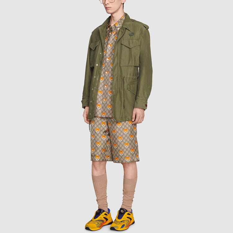 Kai x Gucci Crossover SS21 Full Print Cartoon Short Sleeve Shirt Brown 660419-ZAG1O-2233