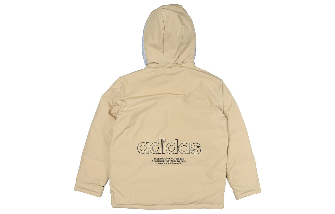 adidas originals Large Logo Cargo hooded Stay Warm Down Jacket Creamy White H66018