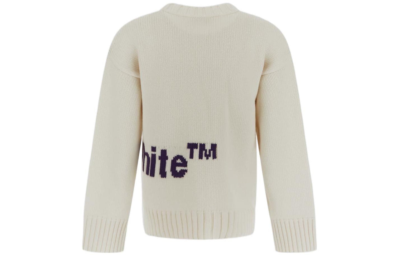 (WMNS) Off-White Logo Intarsia Crewneck 'White Purple' OWHE086F22KNI0010137