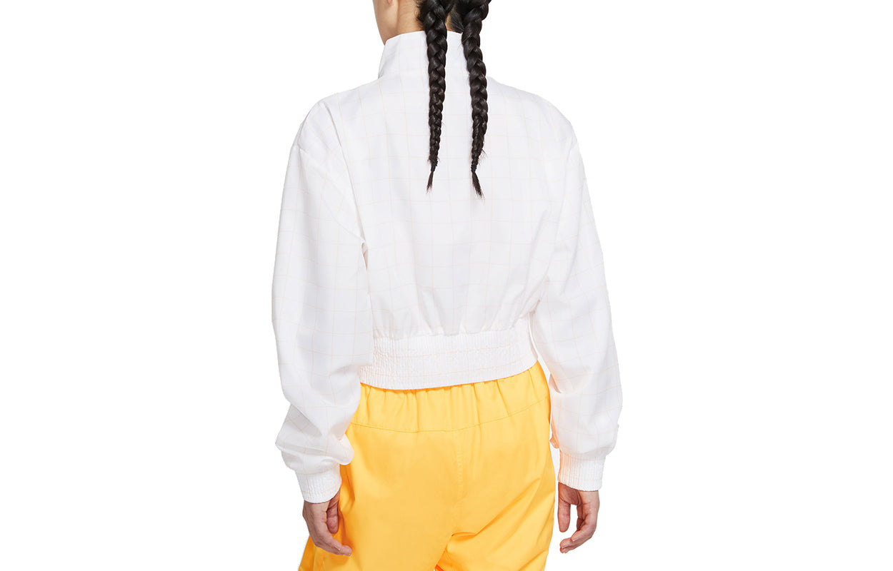 (WMNS) Nike Plaid Windproof Sports Stand Collar Jacket White CZ8235-100