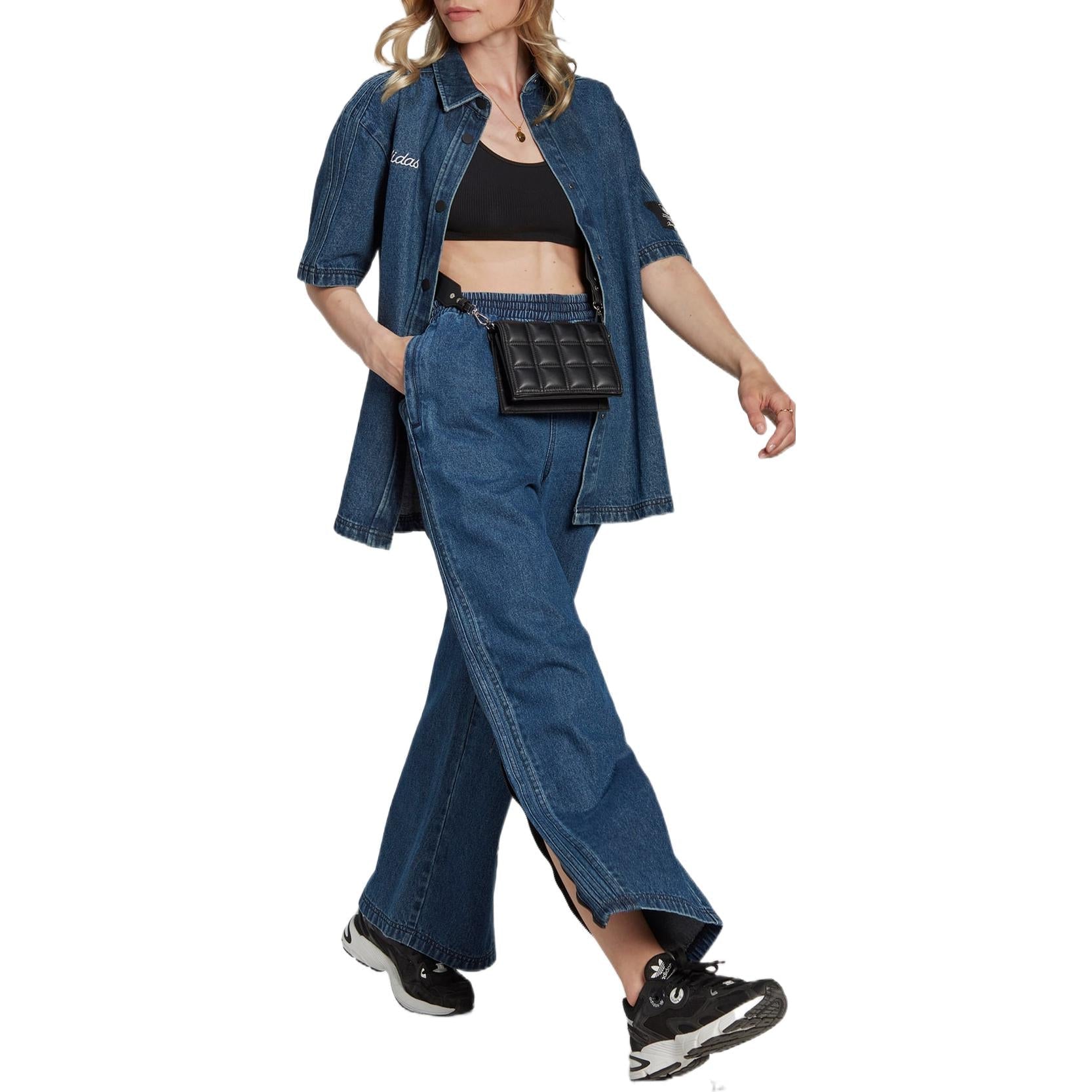 (WMNS) adidas Mid Waist Denim Pants Asia Sizing 'Blue' HL9058