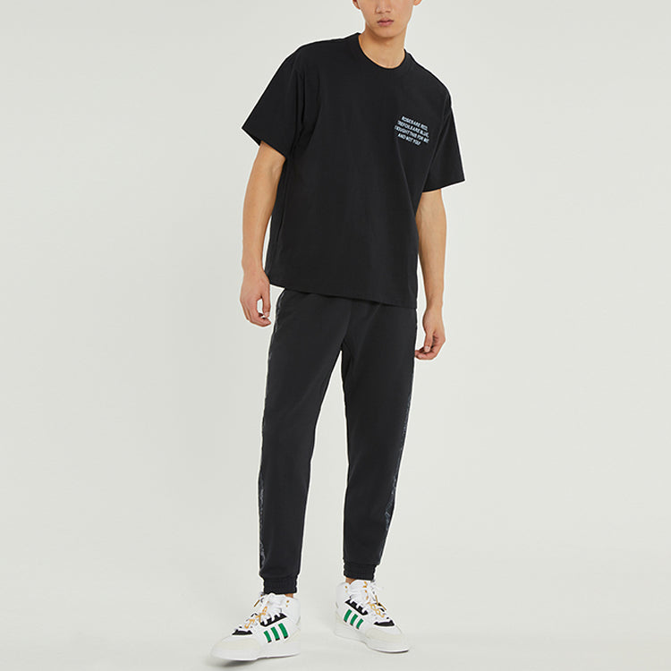 Men's adidas originals Unitefit Tee Valentine's Day Solid Color Round Neck Short Sleeve Black HI6015