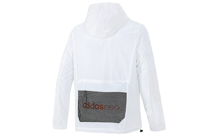 adidas neo Half Zipper Splicing Pullover Hooded Jacket White H55275