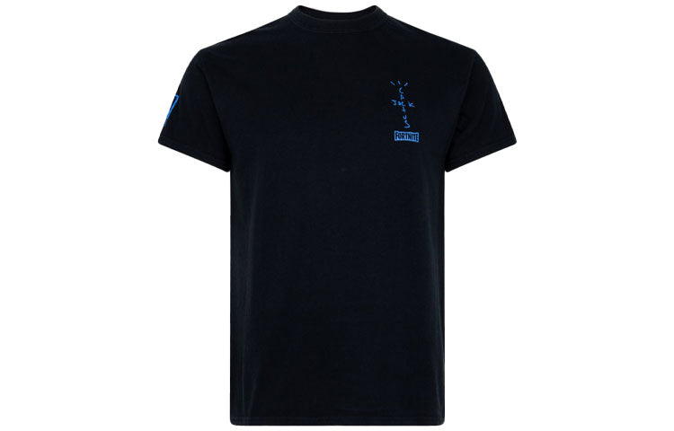 Travis Scott Alphabet Printing Casual Short Sleeve Unisex Black CJFN-SS07