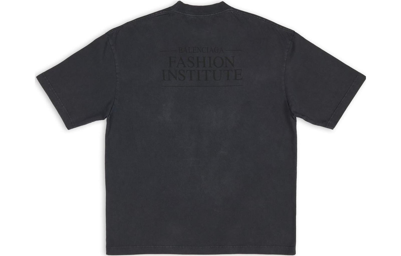 Balenciaga Fashion Institute T-shirt Medium Fit 'Washed Black' 612966TMVH68190