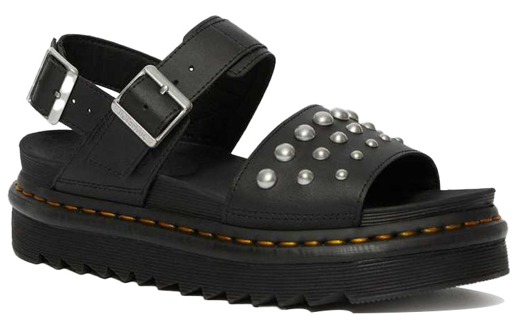 (WMNS) Dr. Martens Voss Leather Studded Sandals 'Black' 25454001