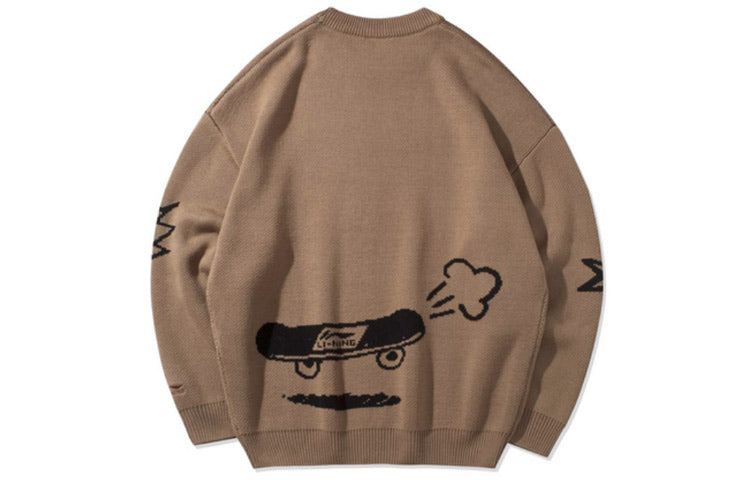 Li-Ning x LINE FRIENDS Graphic Crew Neck Sweater 'Brown' AMBQ046-1