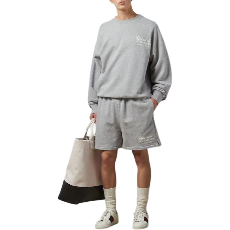 Gucci Embroidery Cotton Jersey Shorts 'Grey Melange' 780572-XJGGV-1056