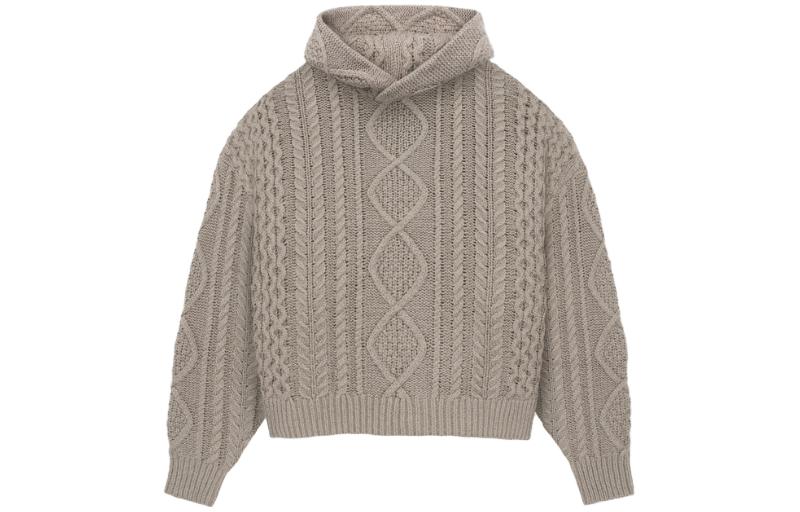 Fear of God Essentials FW23 Cable Knit Hoodie 'Core Heather' 192BT234394F
