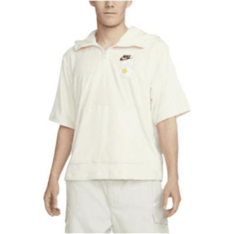 Men's Nike Sportswear Back Large Logo Half Zipper Short Sleeve White DM5063-113