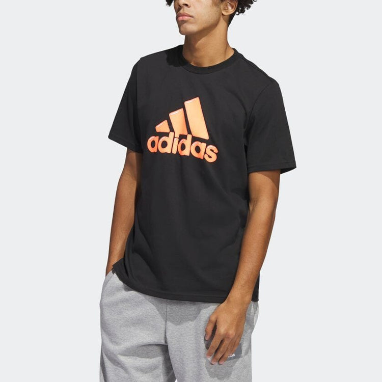 adidas Logo Pen Fill Sportswear Graphic Tee 'Black' HS2513