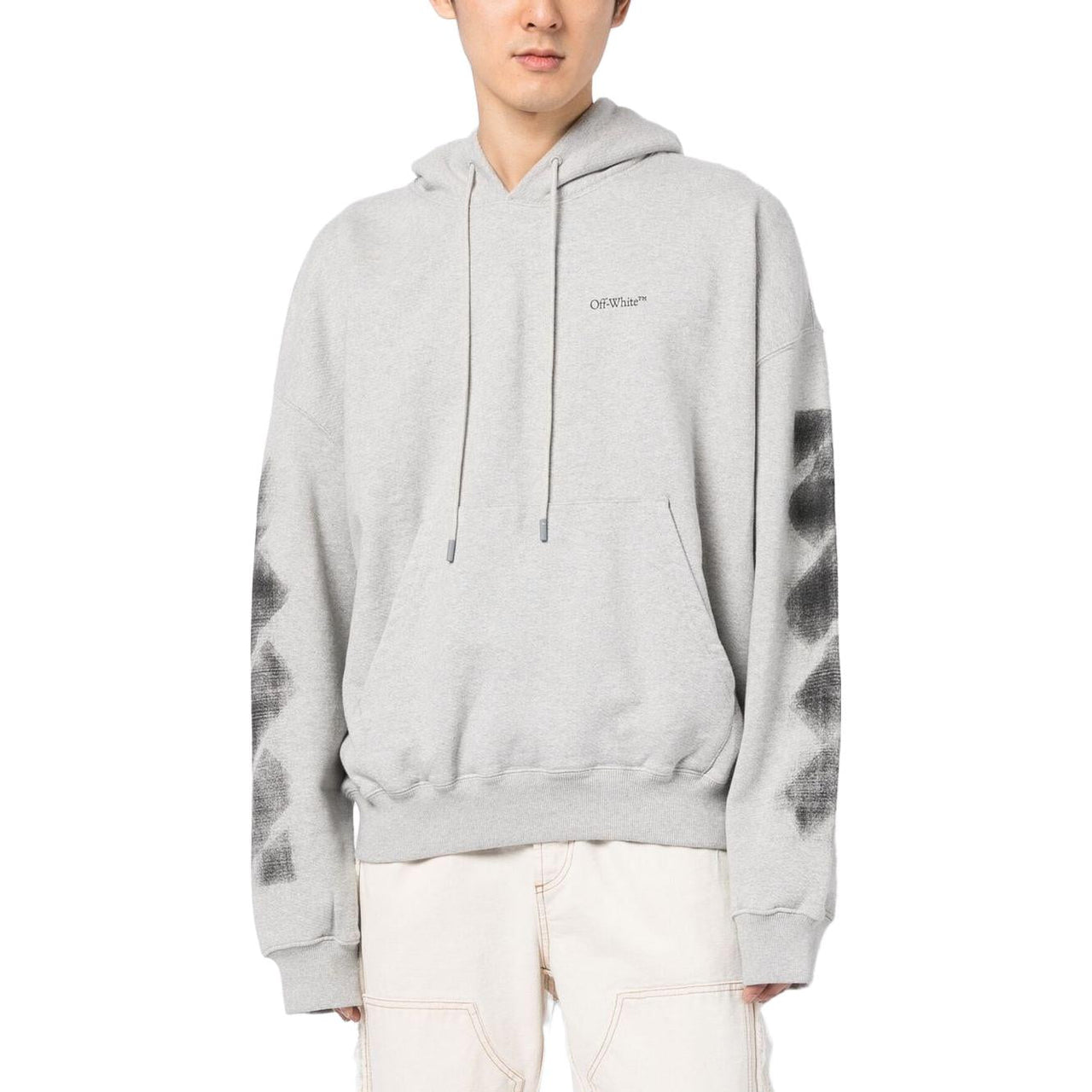 Off-White Jumbo Arrow Boxy Hoodie 'Melange Grey Black' OMBB110S23FLE0010810