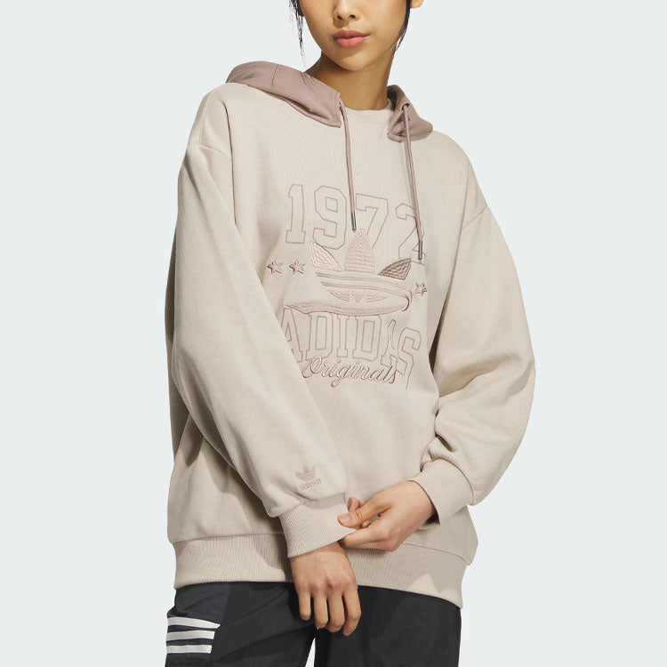 (WMNS) adidas originals Sportswear Hoodie Logo ' Beige' IW9412