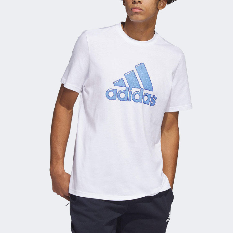 adidas Logo Pen Fill Sportswear Graphic Tee 'White' HS2512