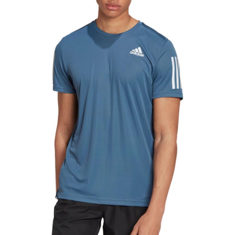 Men's adidas SS22 Logo Stripe Round Neck Short Sleeve Blue T-Shirt HL5988