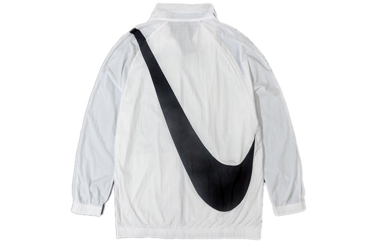 (WMNS) Nike Collar Big Swoosh Jacket 'White Black' BV3686-100