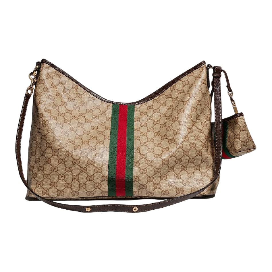 (WMNS) Gucci Large Shoulder Bag with Web 'Sand Dark Brown' A008NS-FAGK6-8547