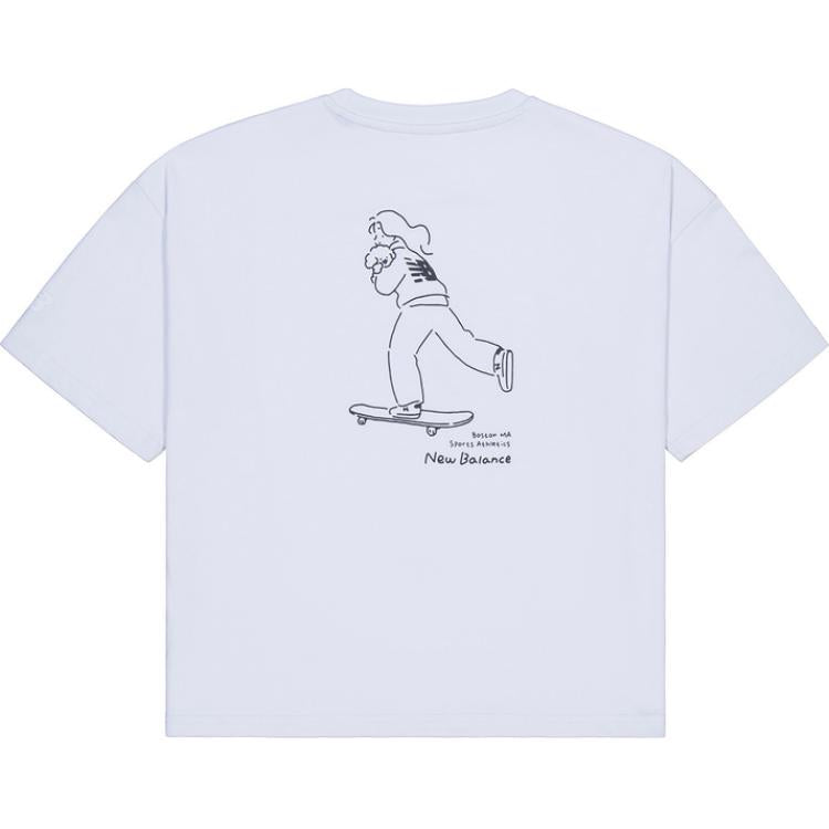 (WMNS) New Balance x Tombonia Skateboarding Graphic T-shirt 'Light Blue' AWT42321-SL1