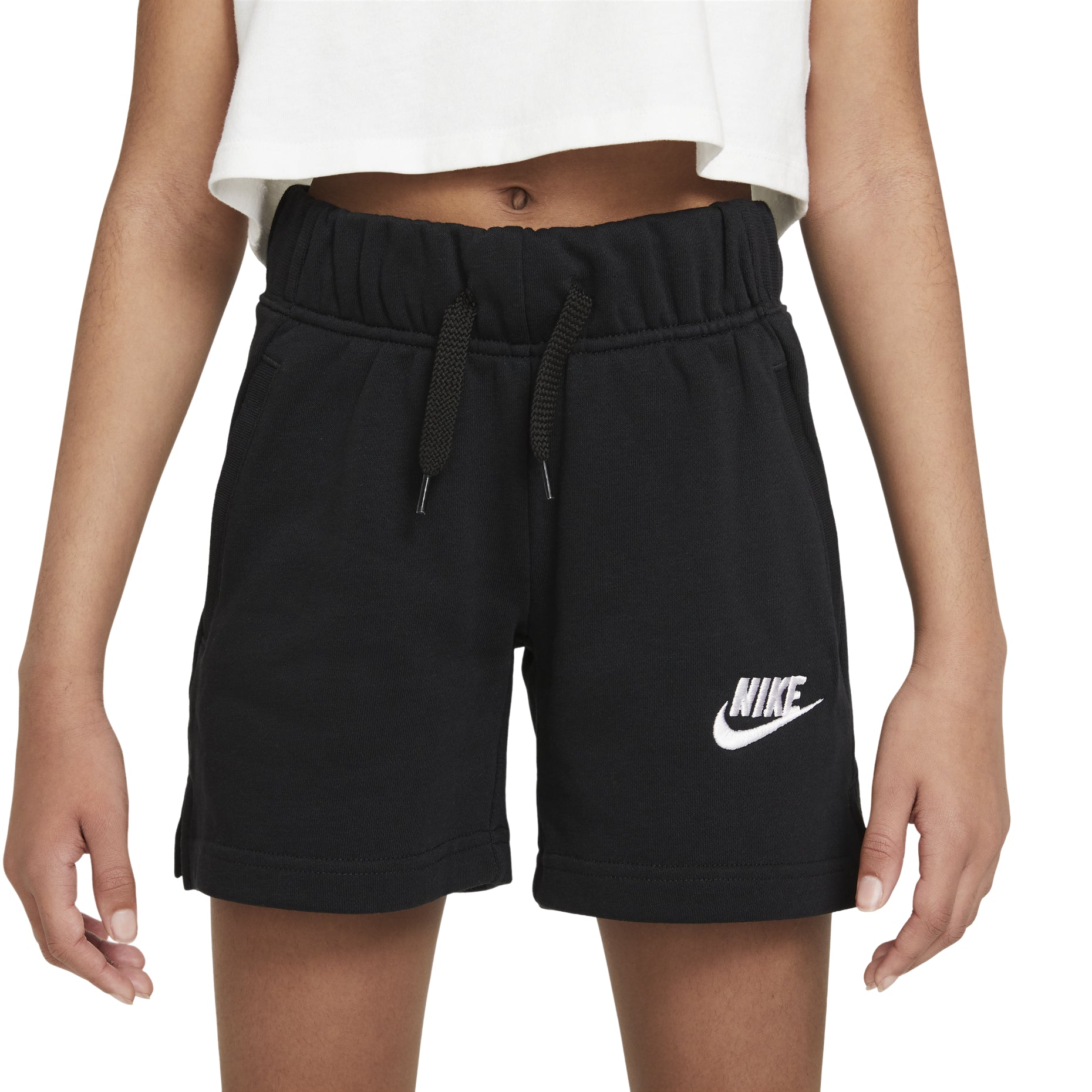 (GS) Nike Logo Printing Drawstring Lacing Sports Shorts Girls Black DA1405-010