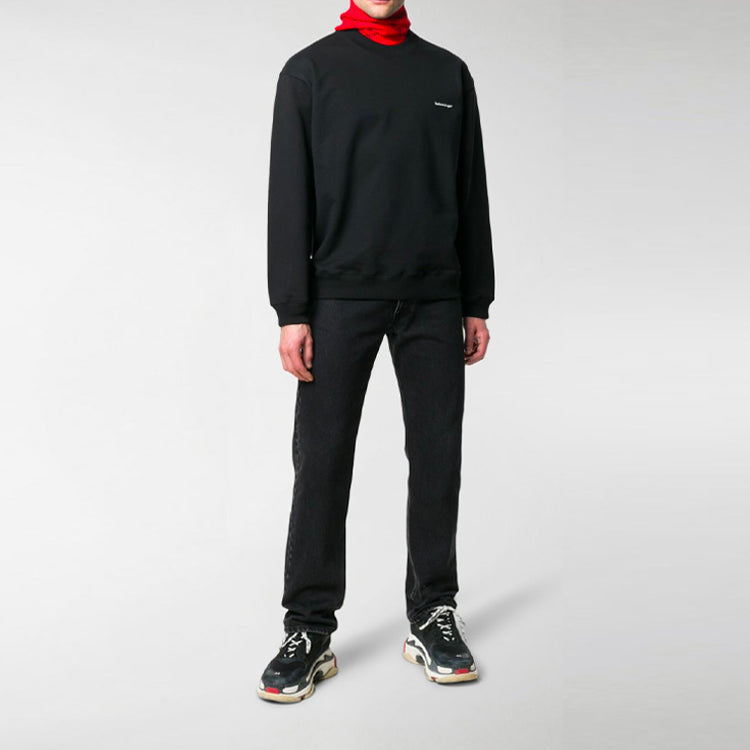 Balenciaga Small Contrast Logo Print Crewneck Sweatshirt 'Black White' 556147TYK271000