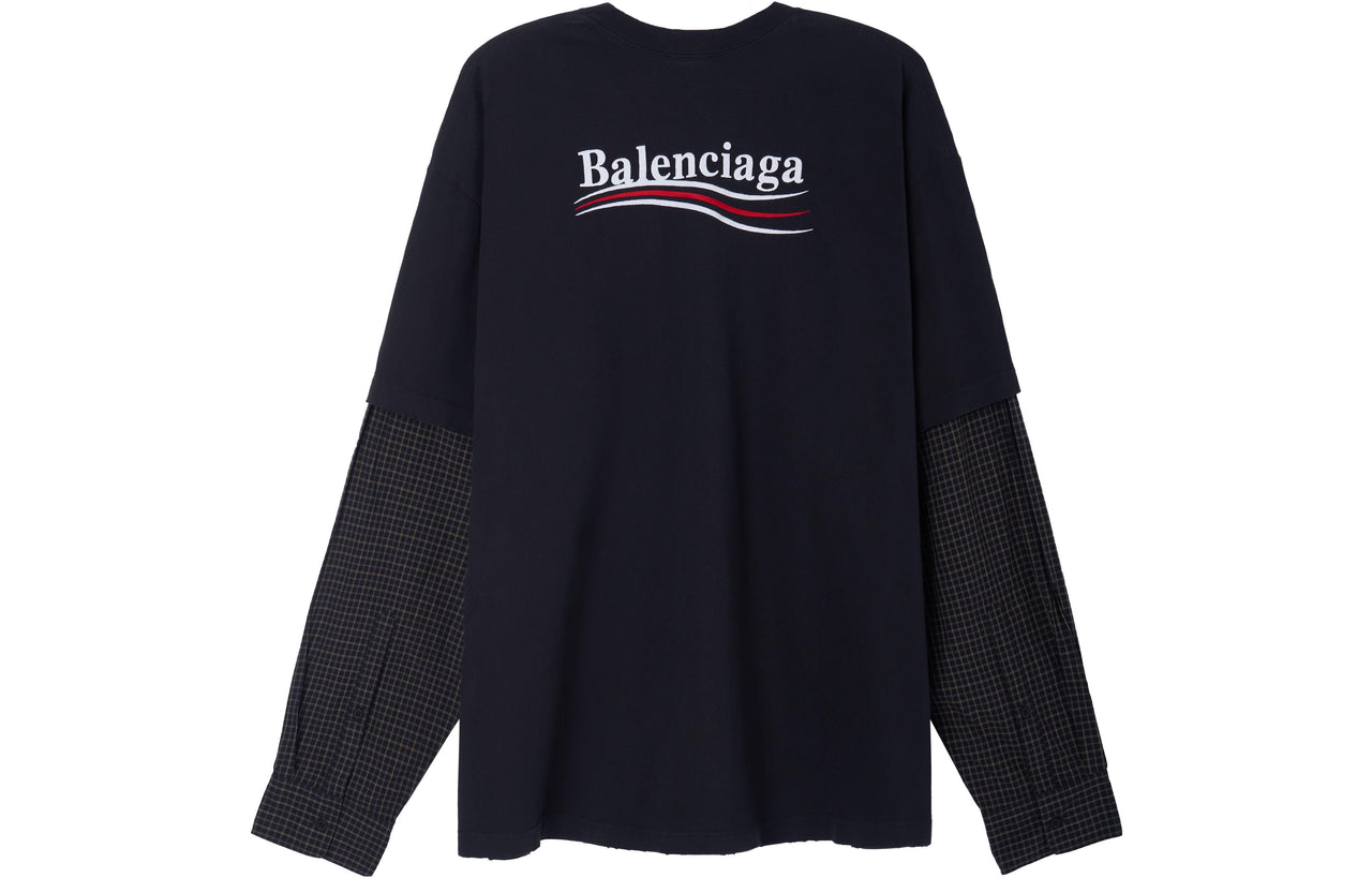 Balenciaga Political Campaign Layered T-Shirt Oversized 'Black' 698631TKVJ19070