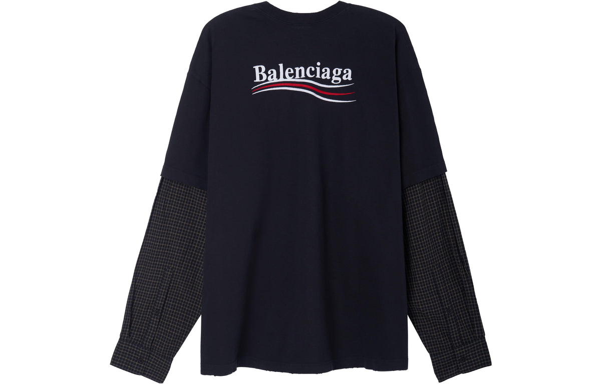 Balenciaga Political Campaign Layered T-Shirt Oversized 'Black' 698631TKVJ19070