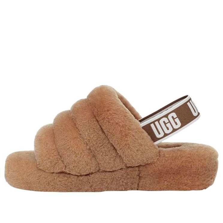 (WMNS) UGG Fluff Yeah Slides 'Chestnut' 1095119-CHE