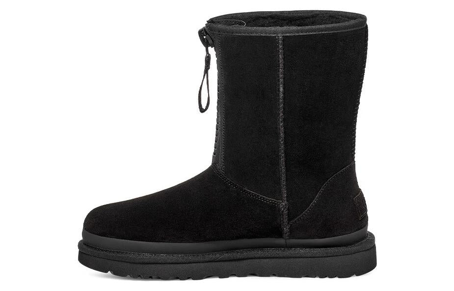 (WMNS) UGG Classic Short Zipper Tape Logo Boot 'Black' 1144035-BLK