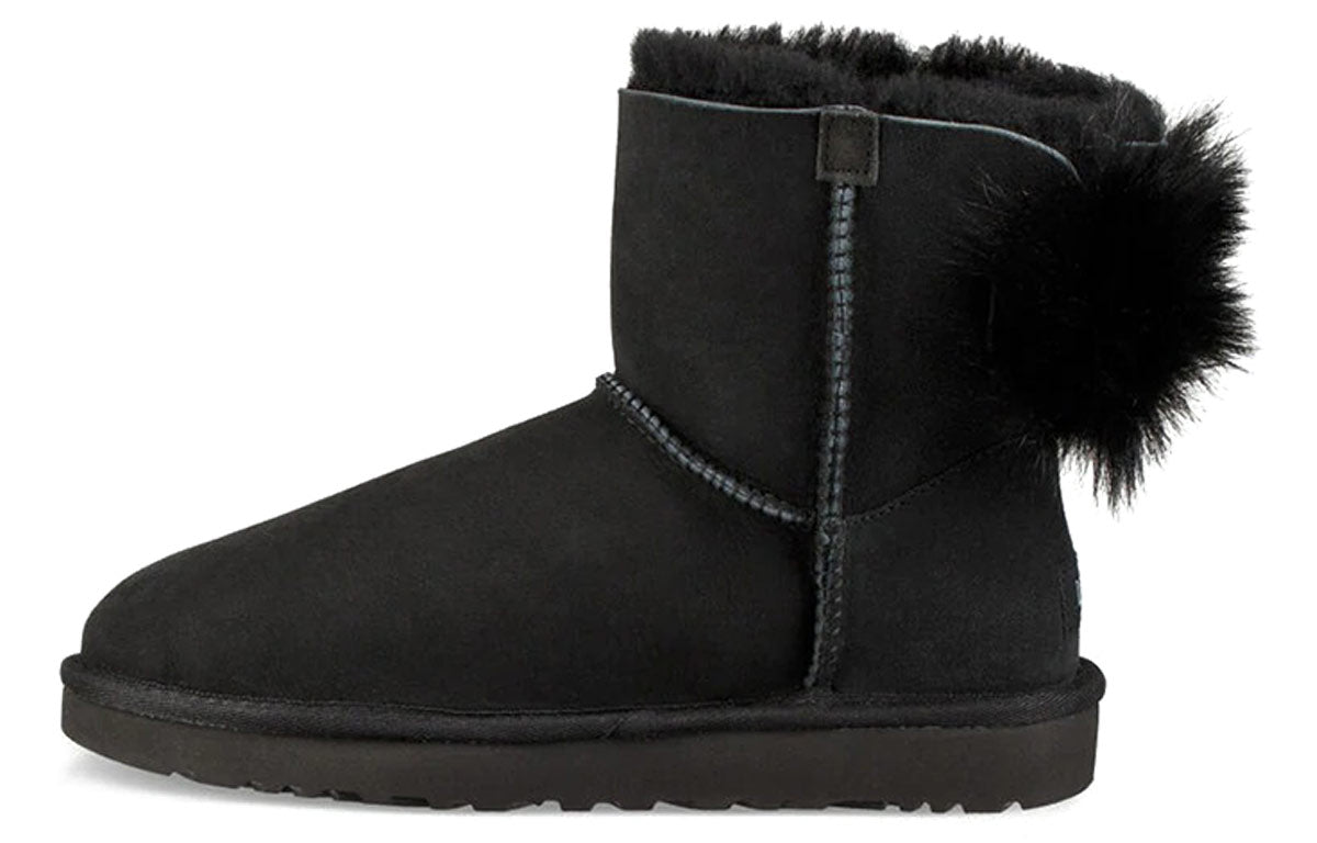 (WMNS) UGG Fluff Bow Mini Fleece Lined Black 1094967-BLK